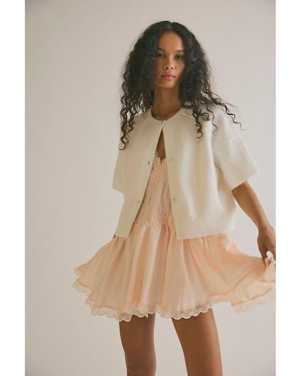 Intimately By Free People Natural In This Groove Mini Slip Dress By