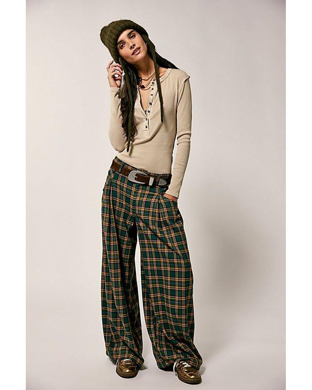 Free People Multicolor About It Baggy Wide-Leg Trousers