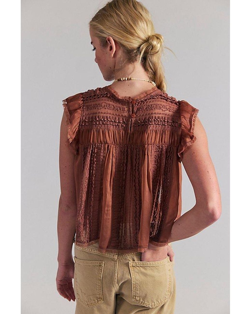 Free People Brown Sun Drenched Blouse