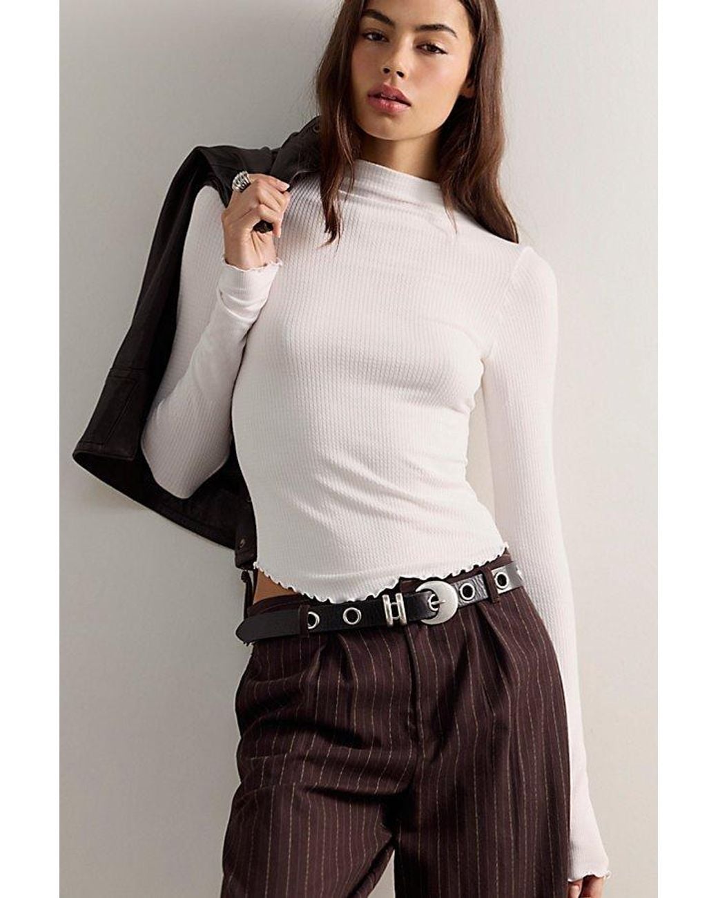 Intimately By Free People Gray Base Layer Thermal Mock Neck Long Sleeve By