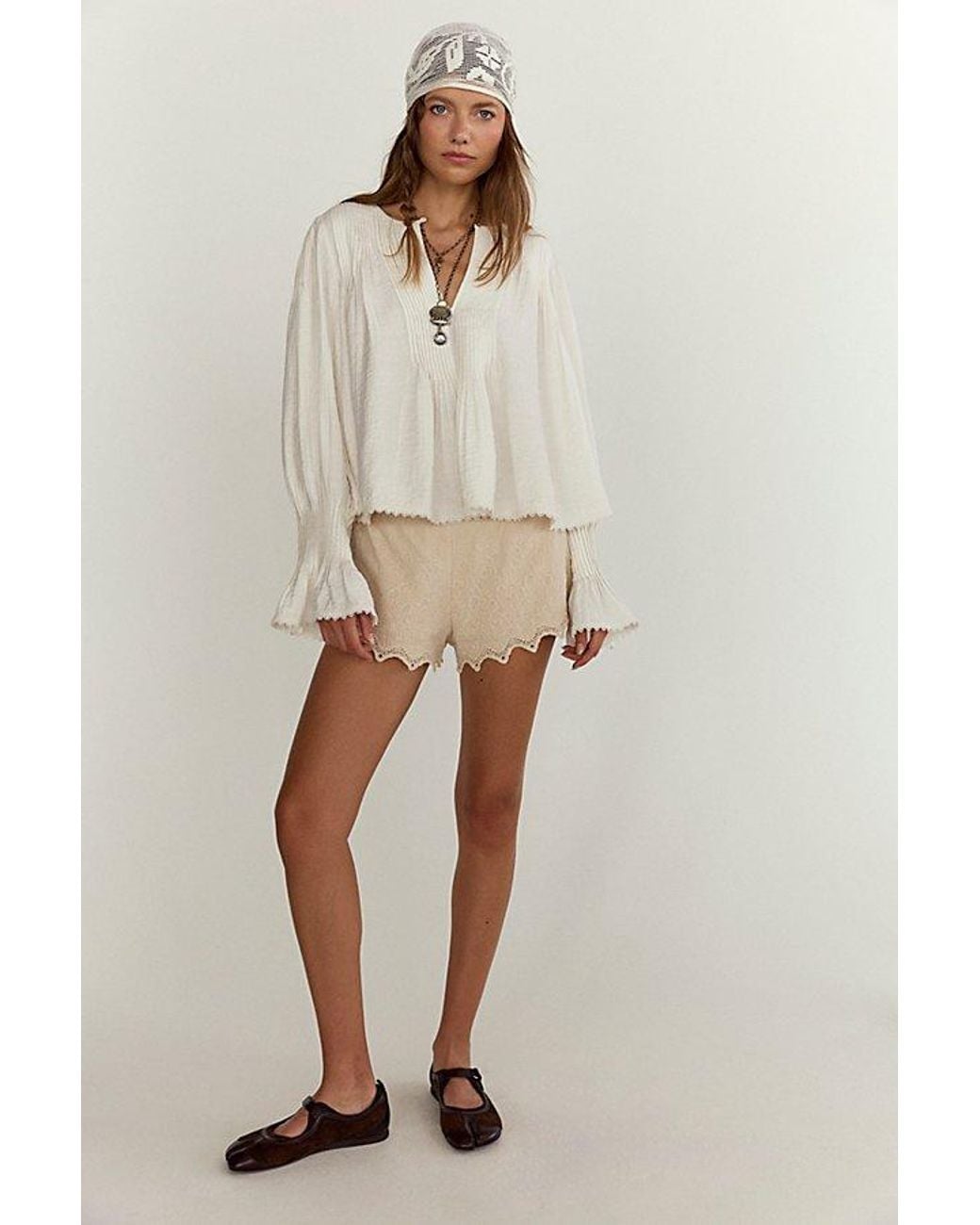 Free People Natural Thousand Pintucks Blouse