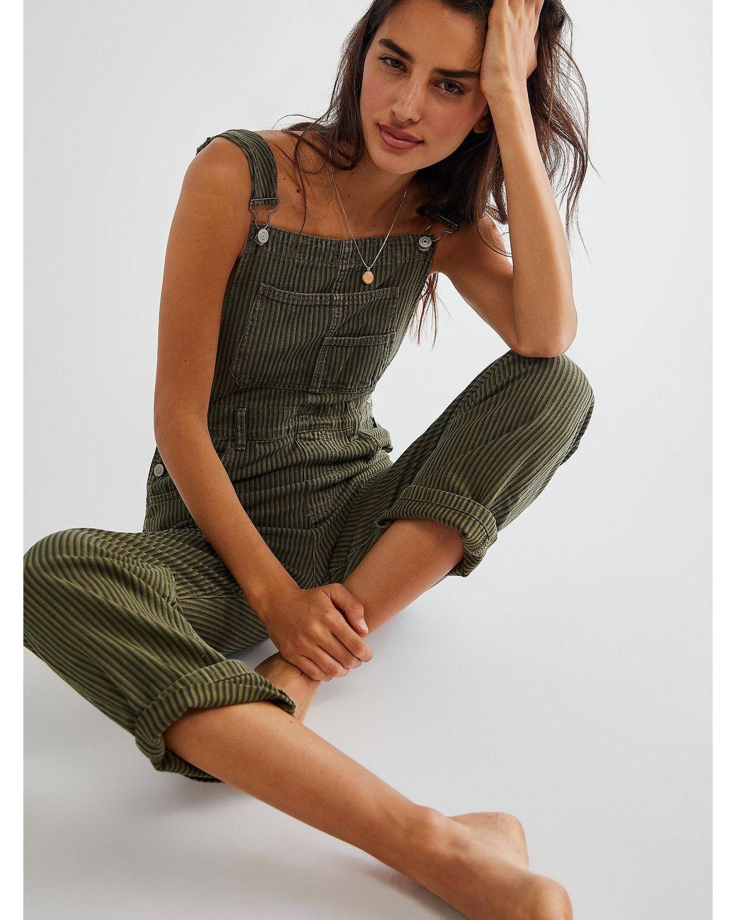 Free People Ziggy Railroad Overalls in Green Lyst