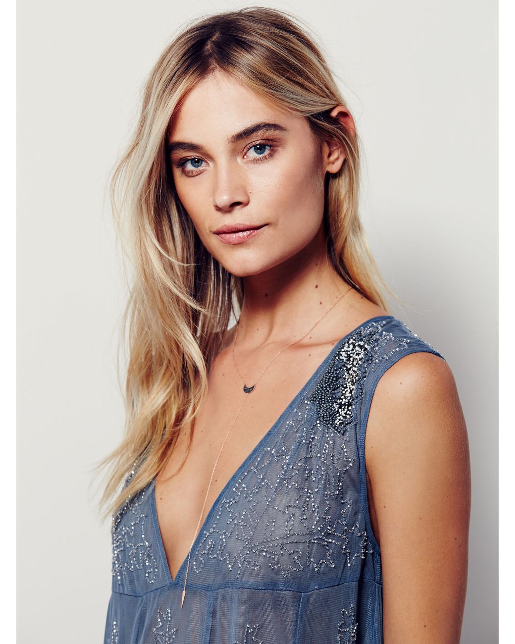 Free People Deep Sleep Slip in Blue | Lyst