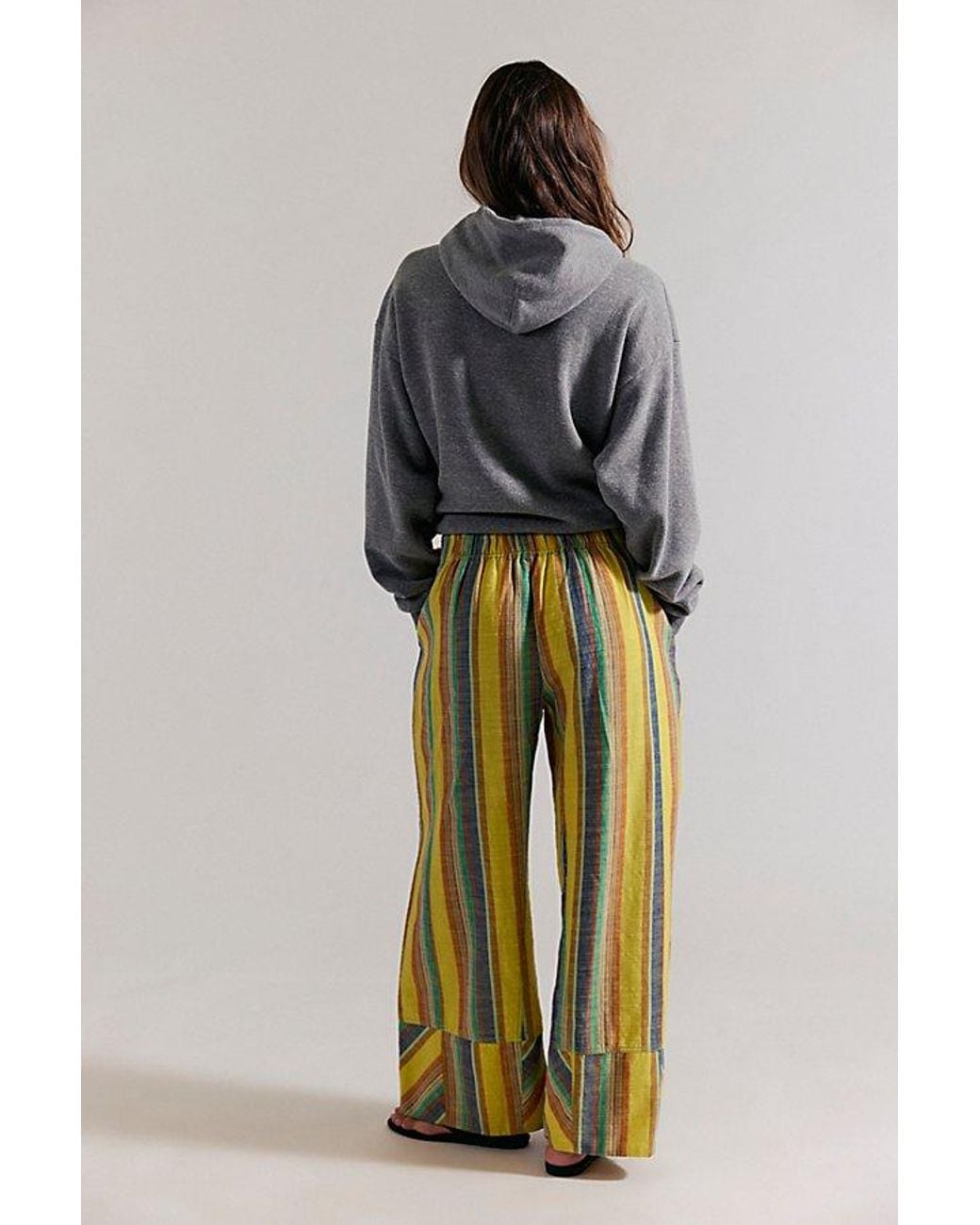 Free People Multicolor Day's End Linen Striped Pull-On Pants