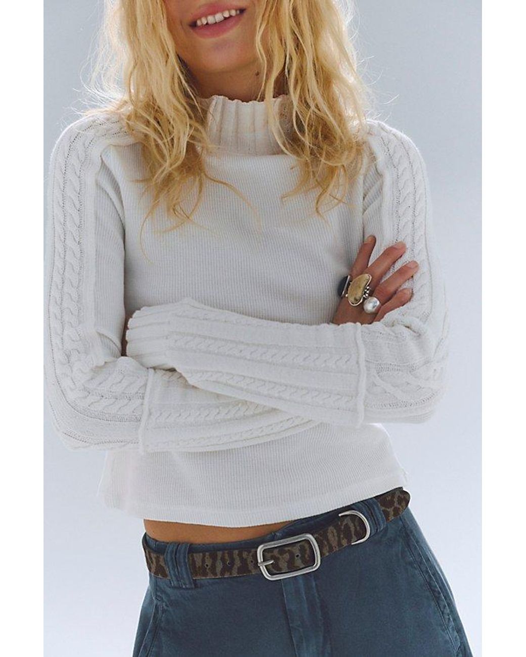 Free People White Breezy Swit Top