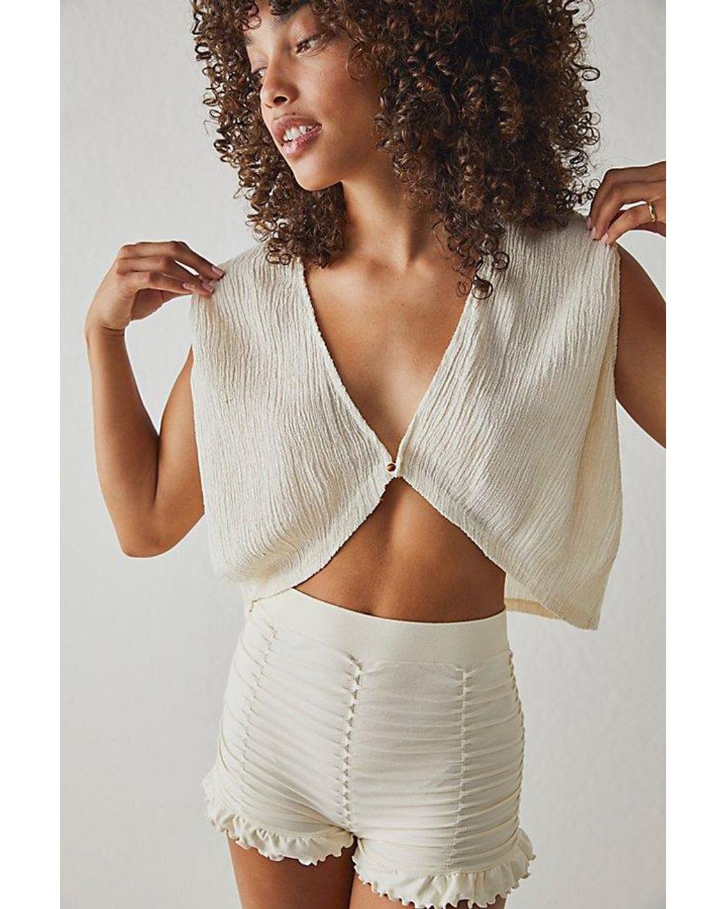 Intimately By Free People White Ruched Seamless Shorts