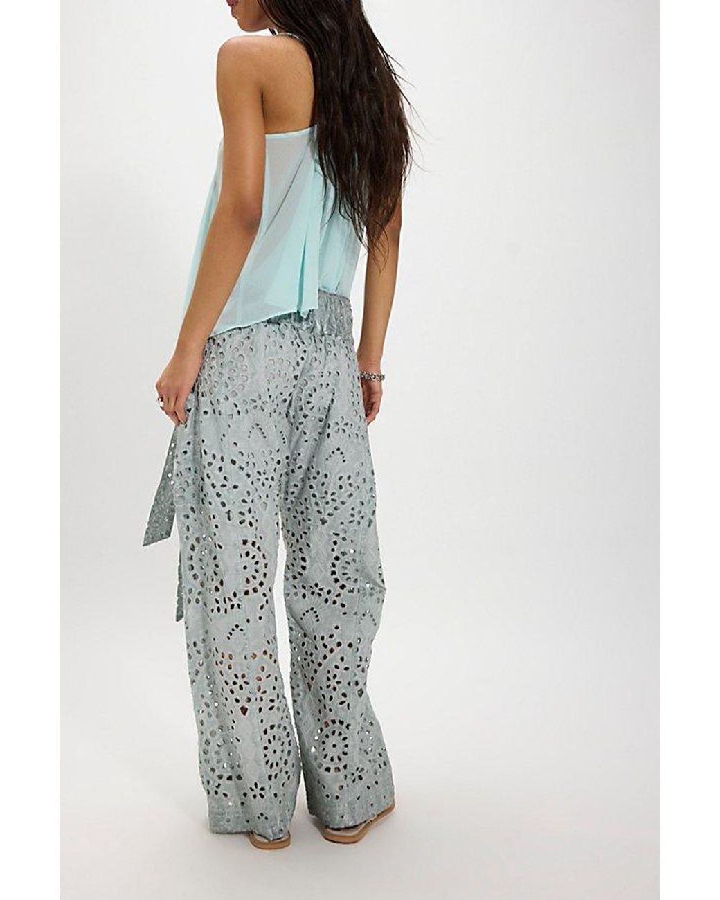 Free People Blue Starry Skies Eyelet Pull-On Harem Pants