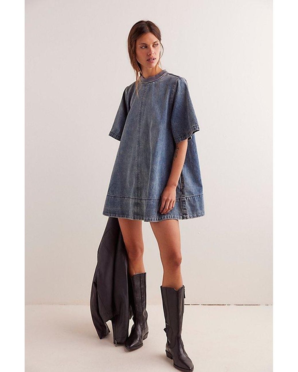 Free People Harlow Mini Dress in Blue | Lyst UK