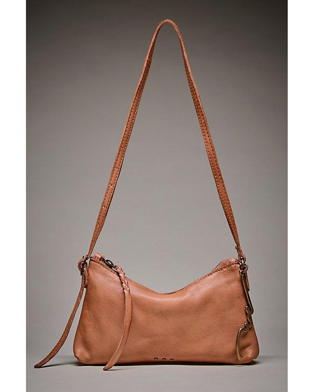 Free People Gray Sutton Leather Shoulder Bag