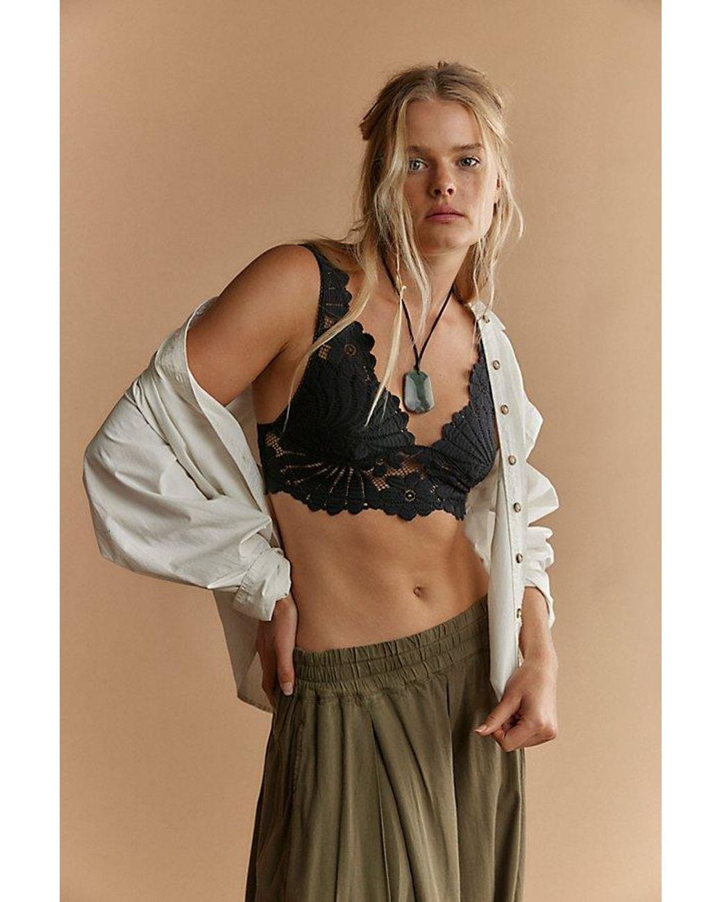 Intimately By Free People Blue Petal Party Lace Plunge Bralette By