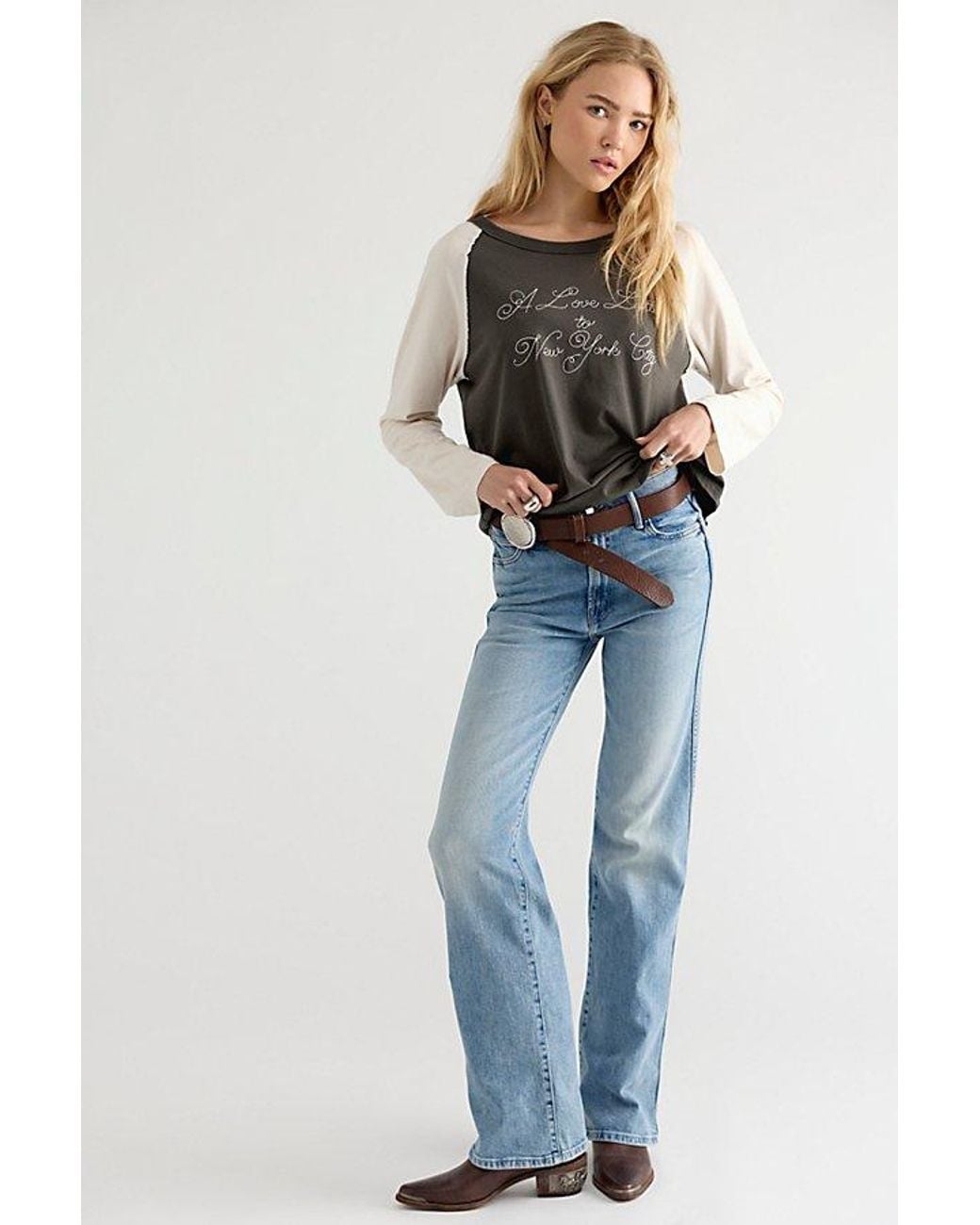 Mother Blue The Kick It Double Sneak Jeans