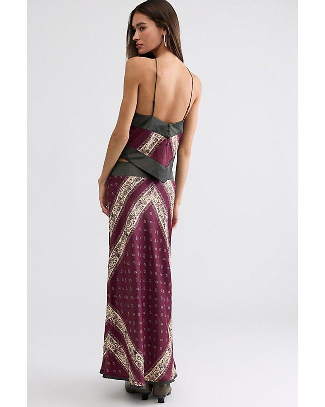 Free People Red Amara Halter Maxi Skirt Set