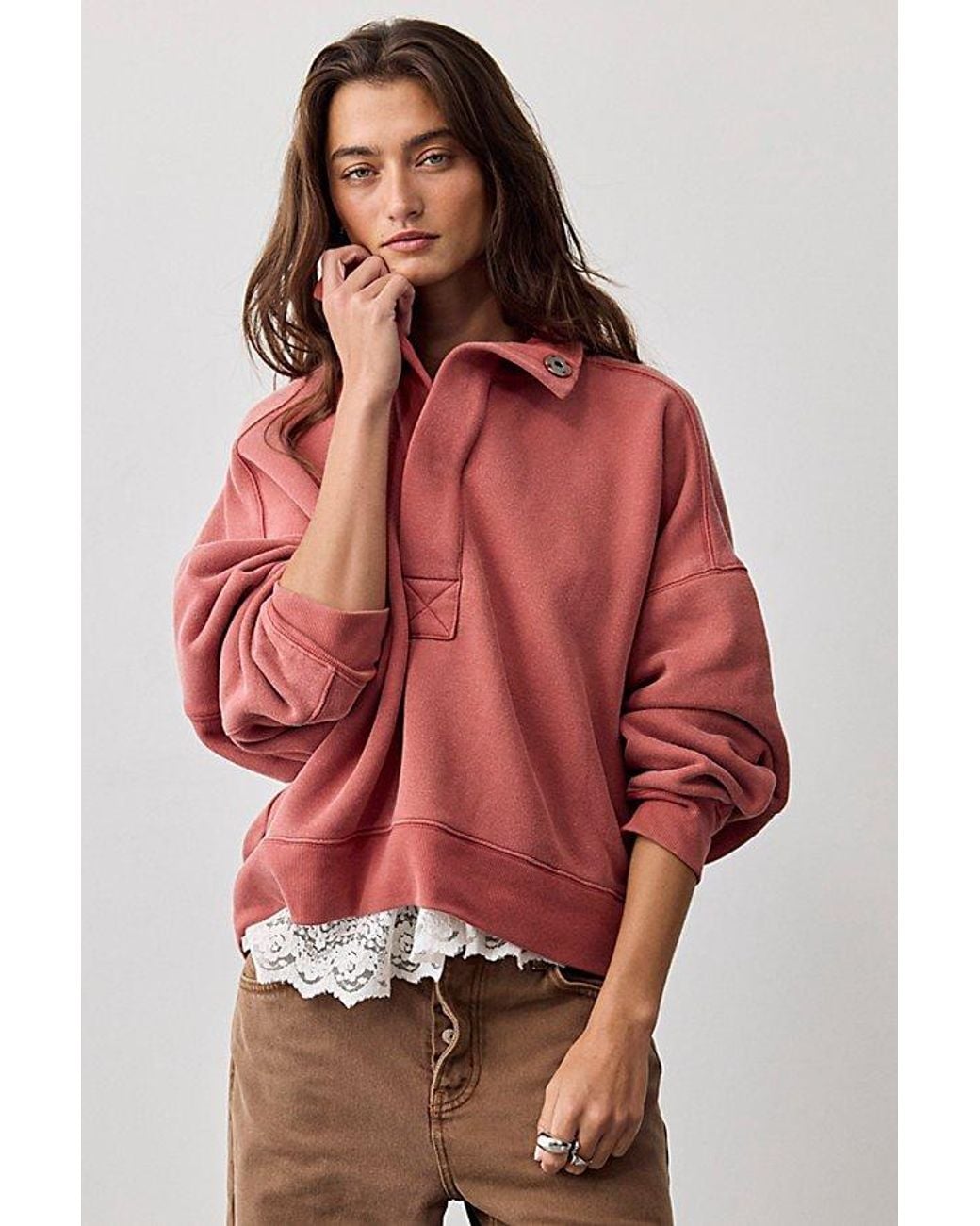 Free People Red Timeless Pullover