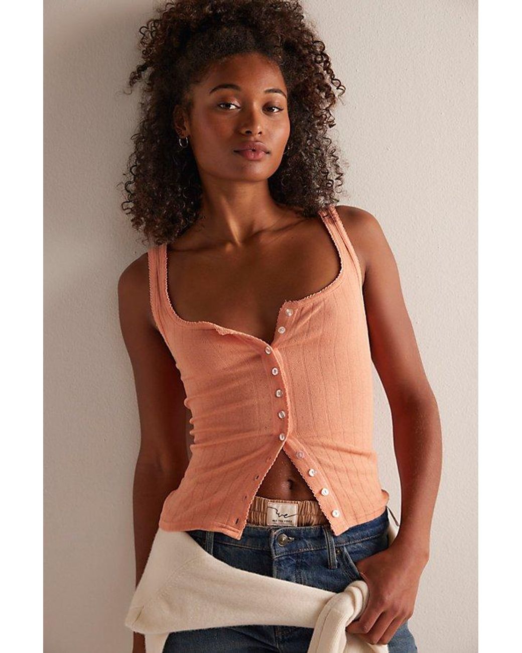 Intimately By Free People Brown End Game Pointelle Tank Top By