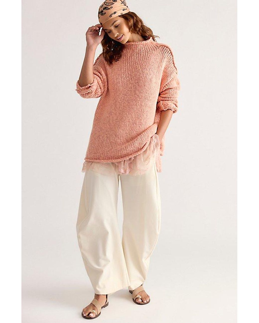Free People Natural Opal Rollneck Knit Tunic