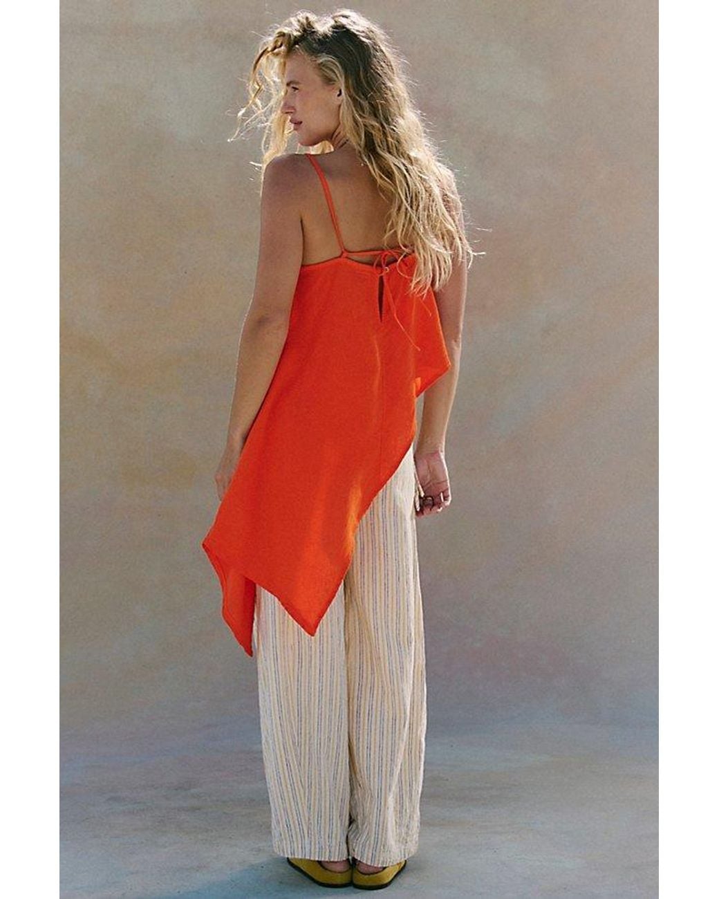 free-est Red Sandshell Linen Delia Top By