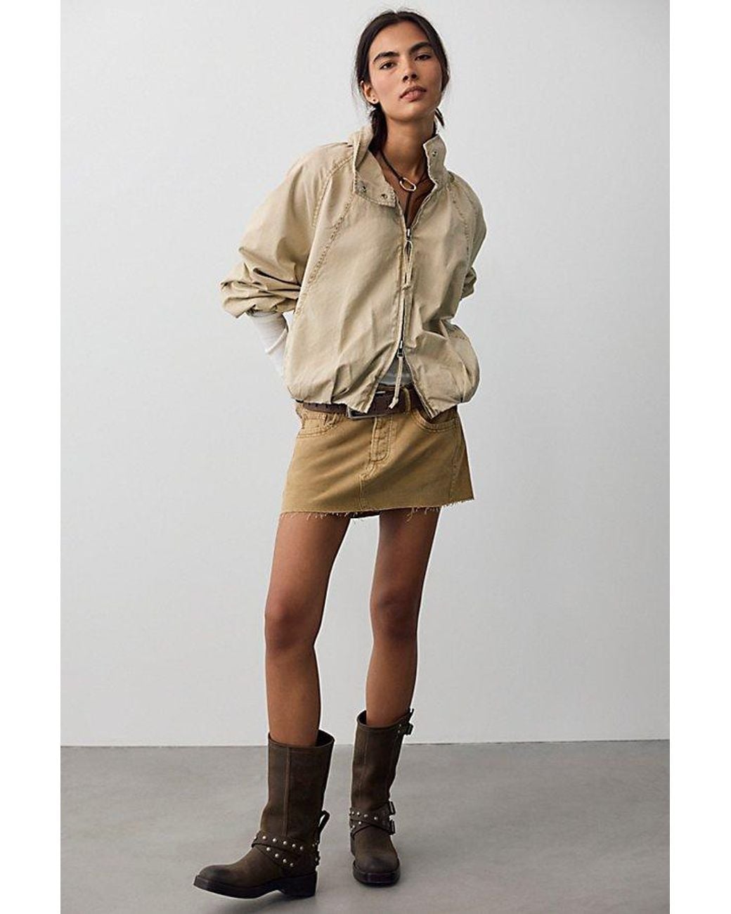 Free People White Lainey Low-Rise Mini Skirt