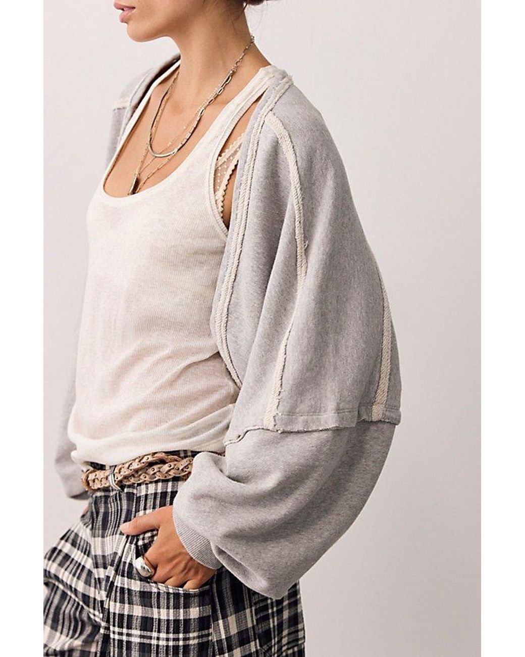 Free People Gray Shrug It Off Sweatshirt