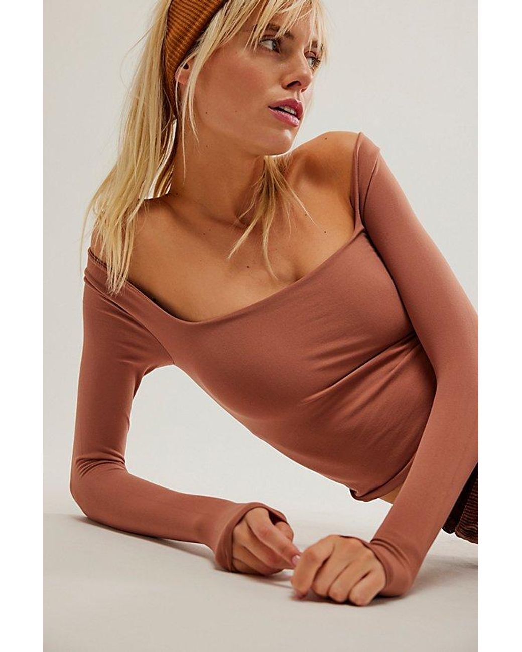 Intimately By Free People Brown Clean Lines Long Sleeve