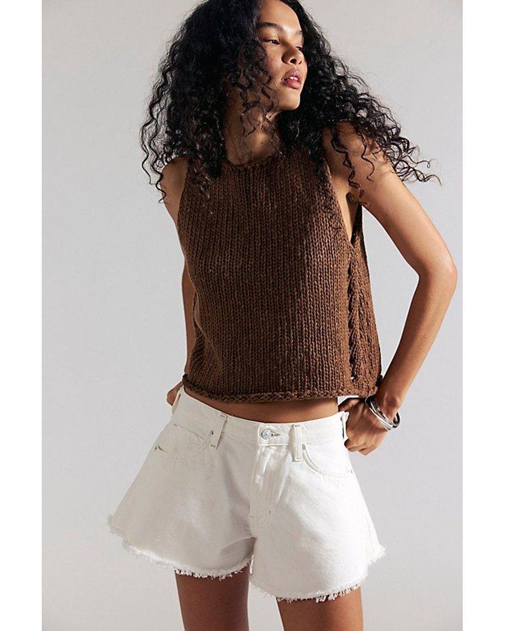Free People Natural Sparks Fly Shorts