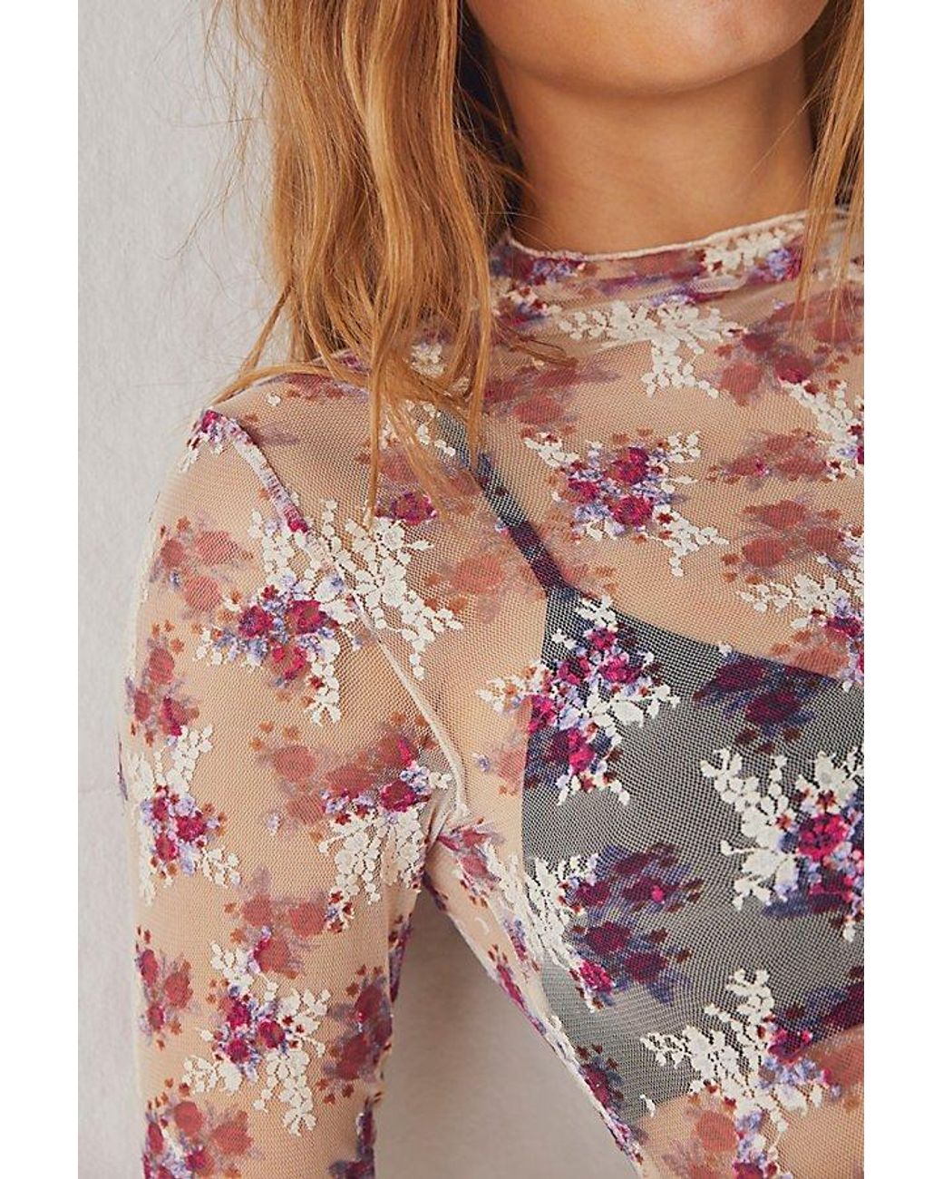 Intimately By Free People Pink Lady Lux Printed Layering Top By