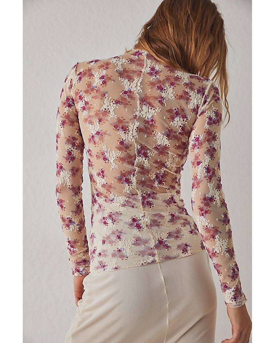 Intimately By Free People Pink Lady Lux Printed Layering Top By