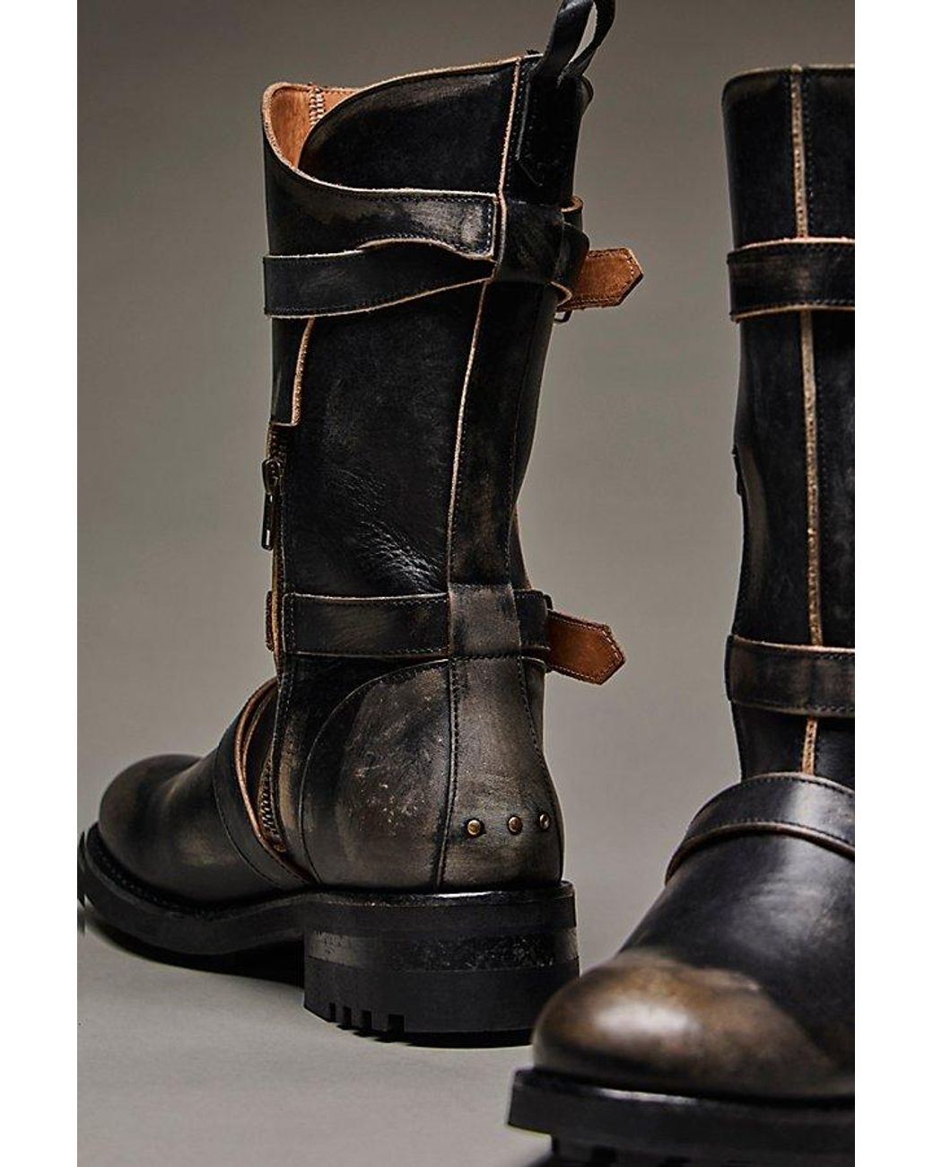Free People Brown Blair Buckle Boots Shoe