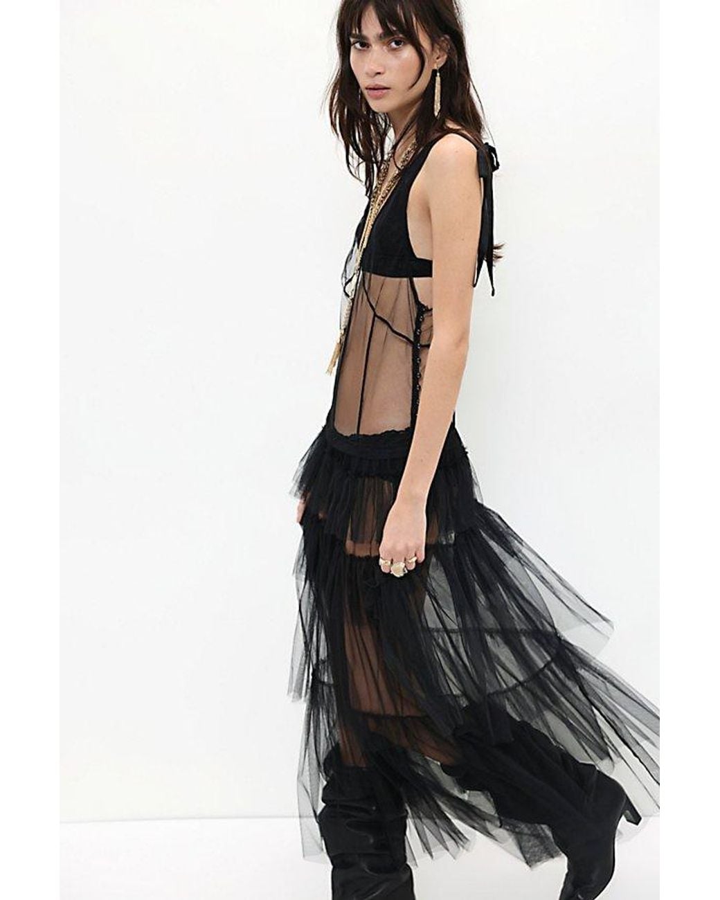 Intimately By Free People Black Big Love Maxi Slip Dress By