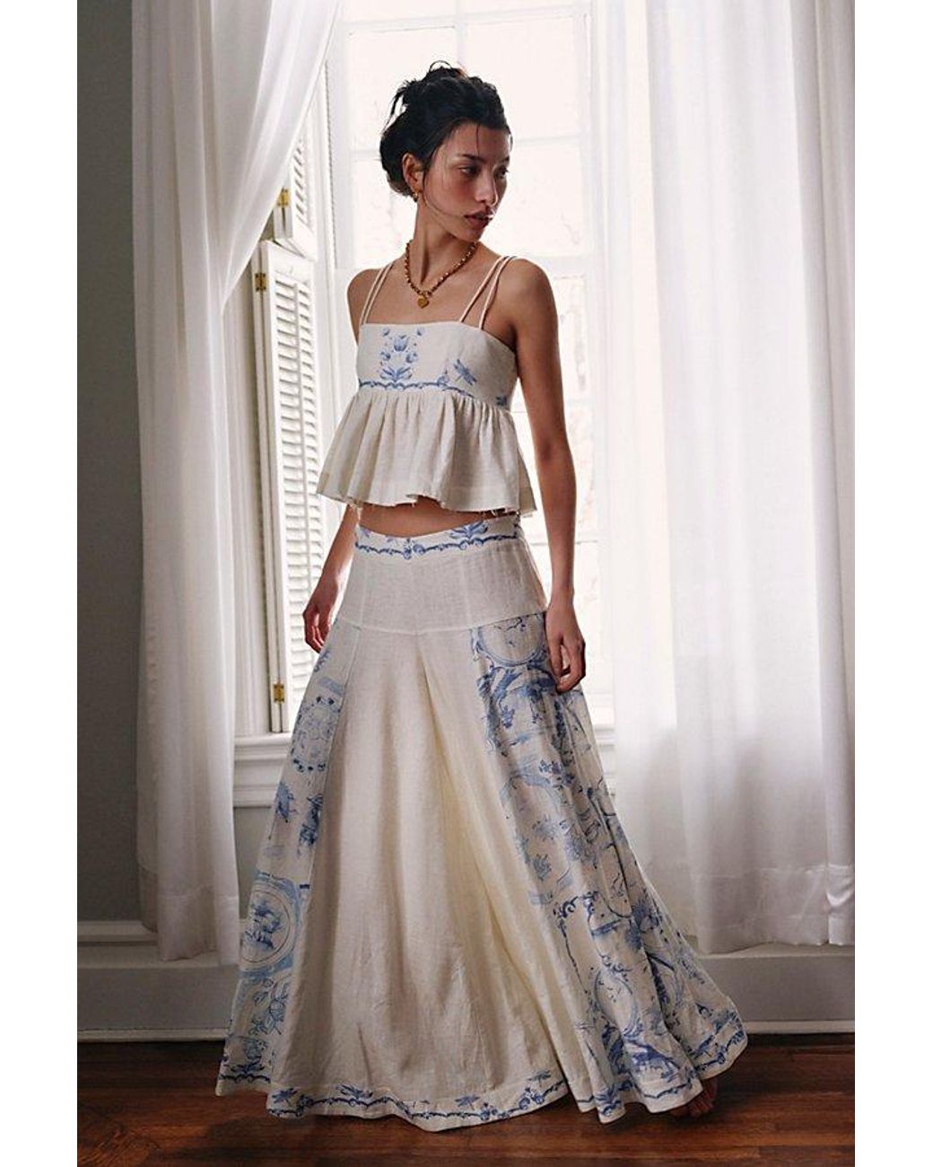 Free People Brown Delft Dreams Pant Set