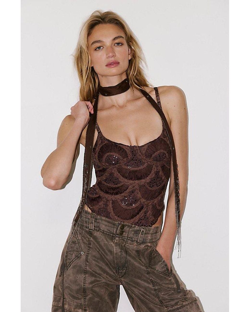 Intimately By Free People Brown Go Go Go Bodysuit By
