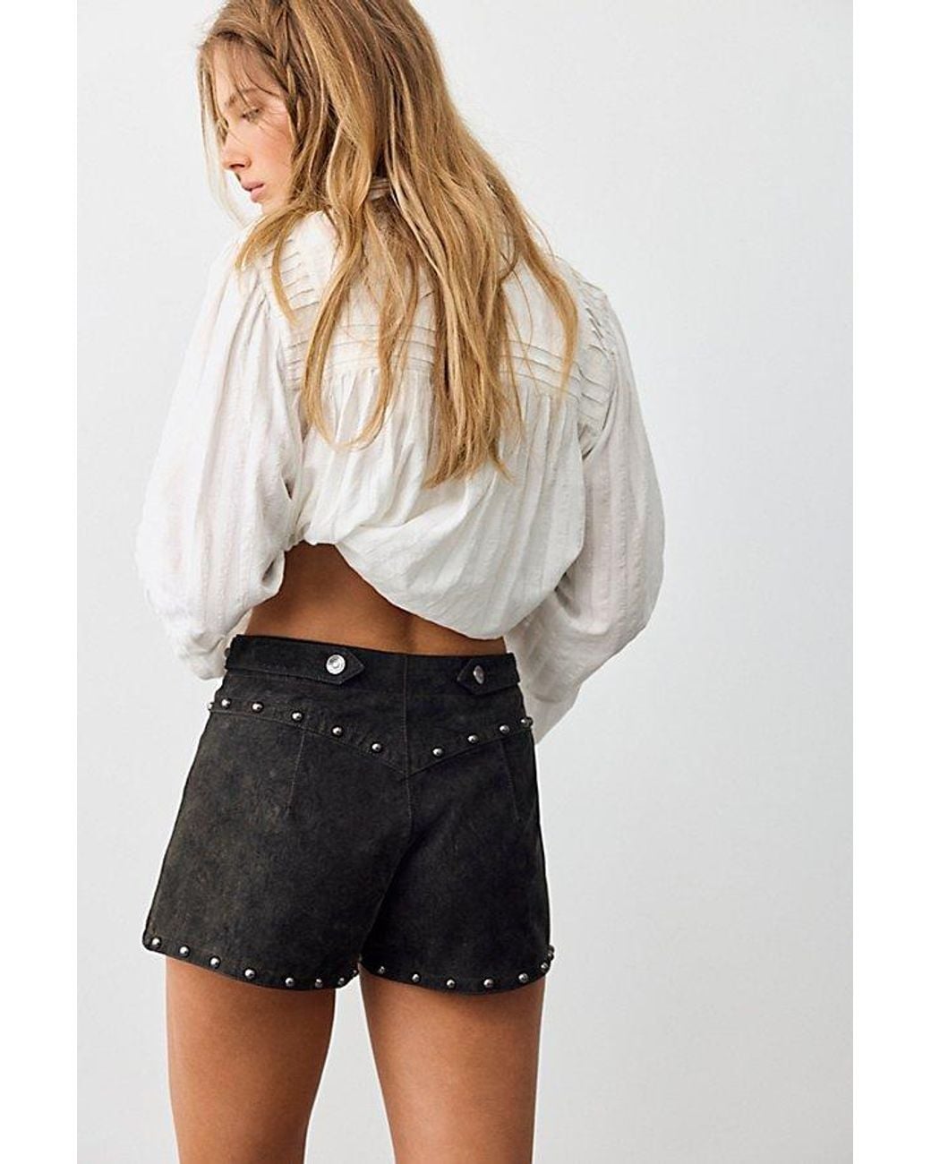Free People Black Best Behavior Vegan Suede Shorts