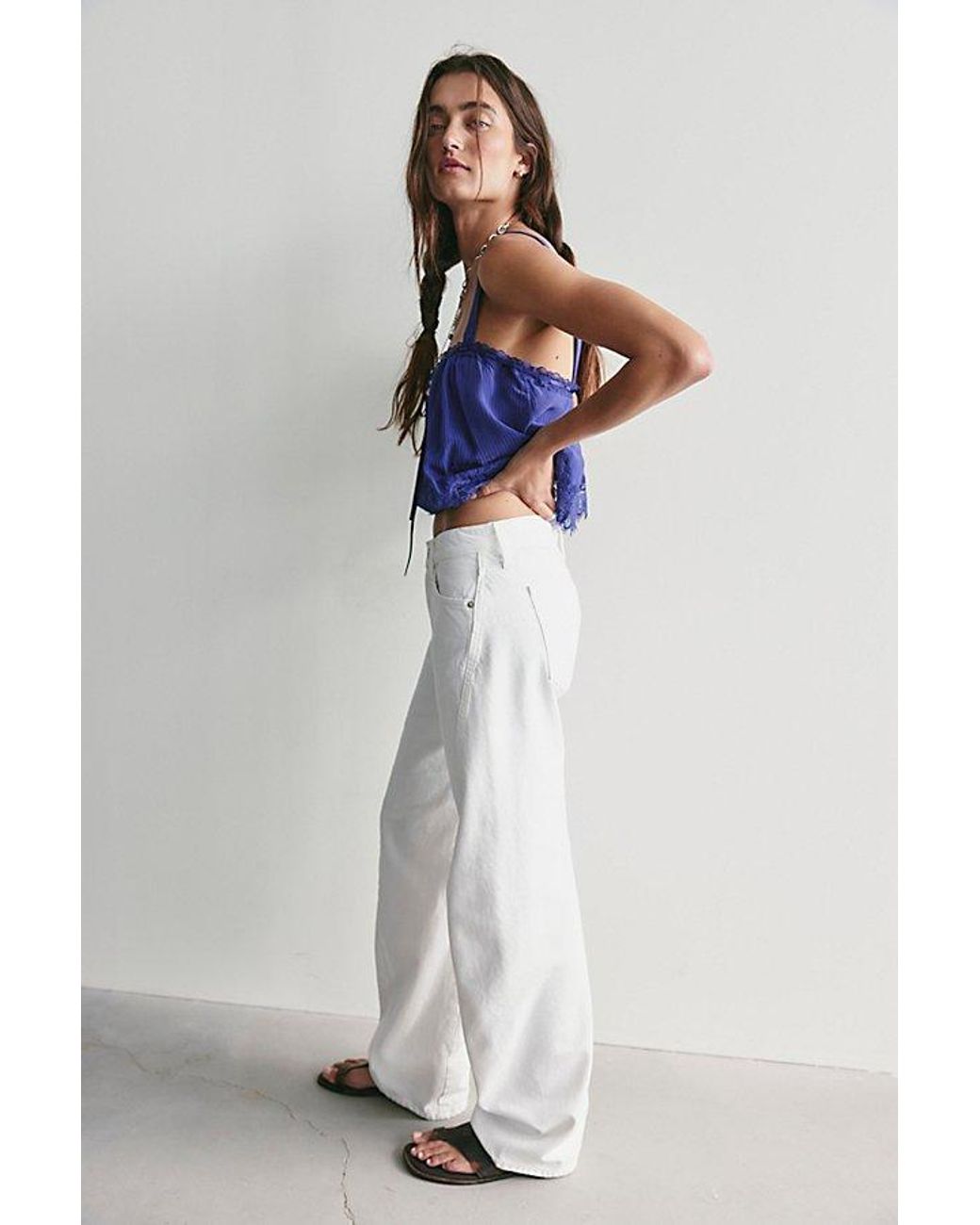 Free People Gray Fable Low-Rise Twisted Bowed Jeans