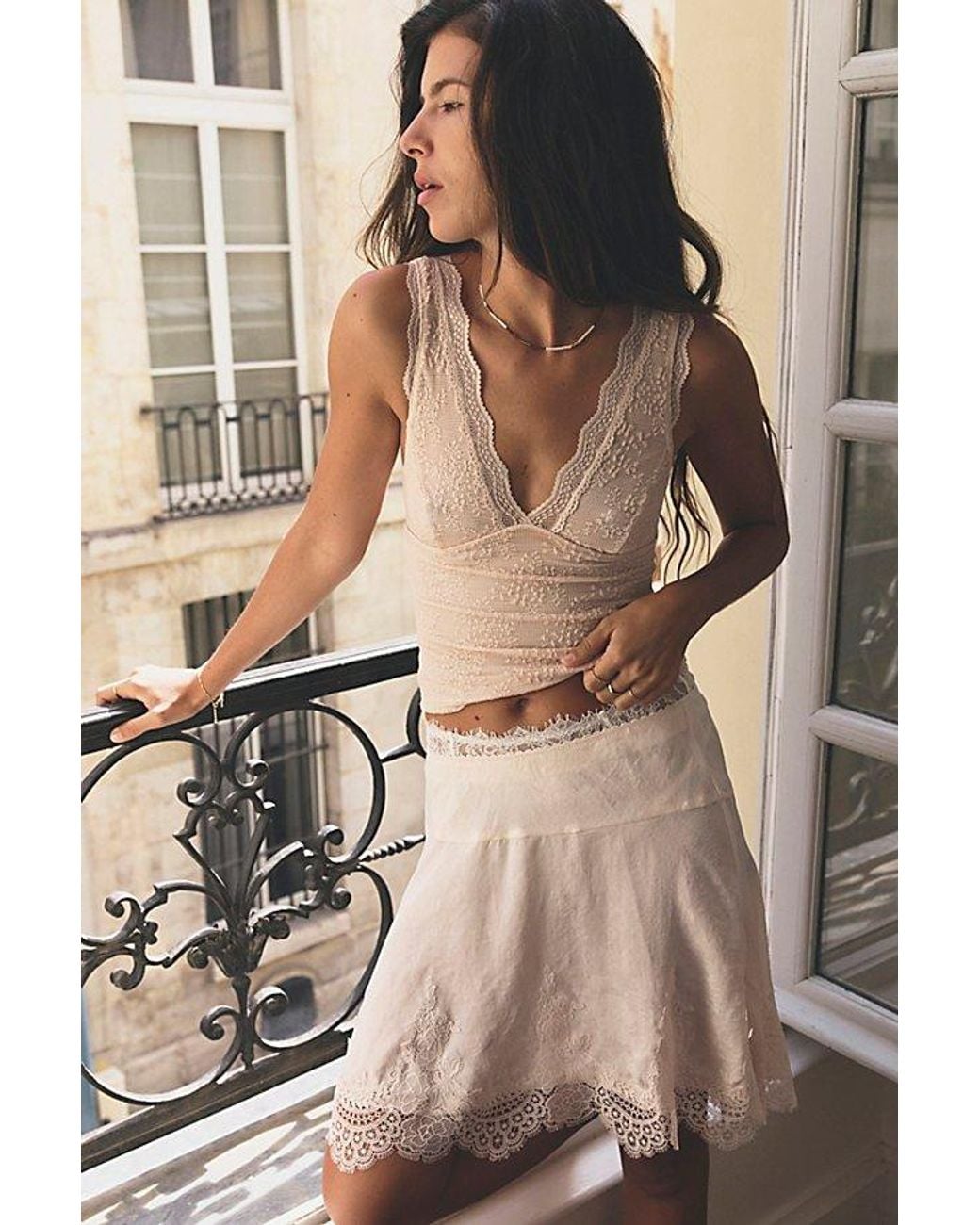 Free People Something Satin Mini Slip Skirt in Green | Lyst