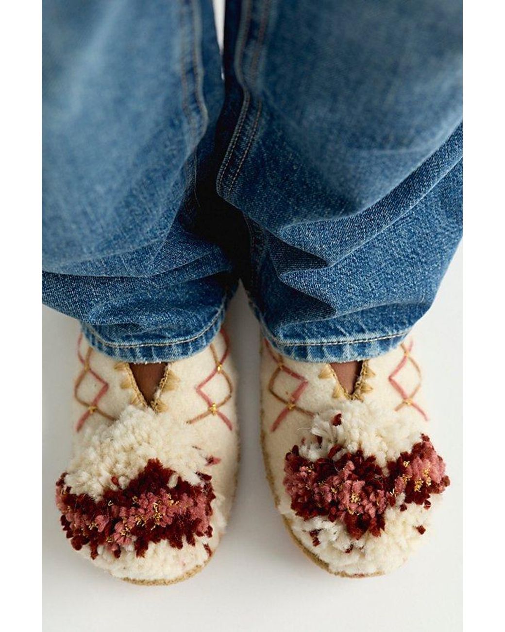 Give A Pon Blue Confetti Pom Slippers By
