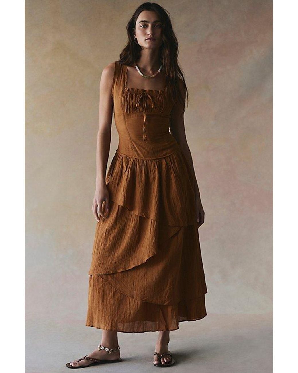 free-est Brown In My Dreams Midi Dress By