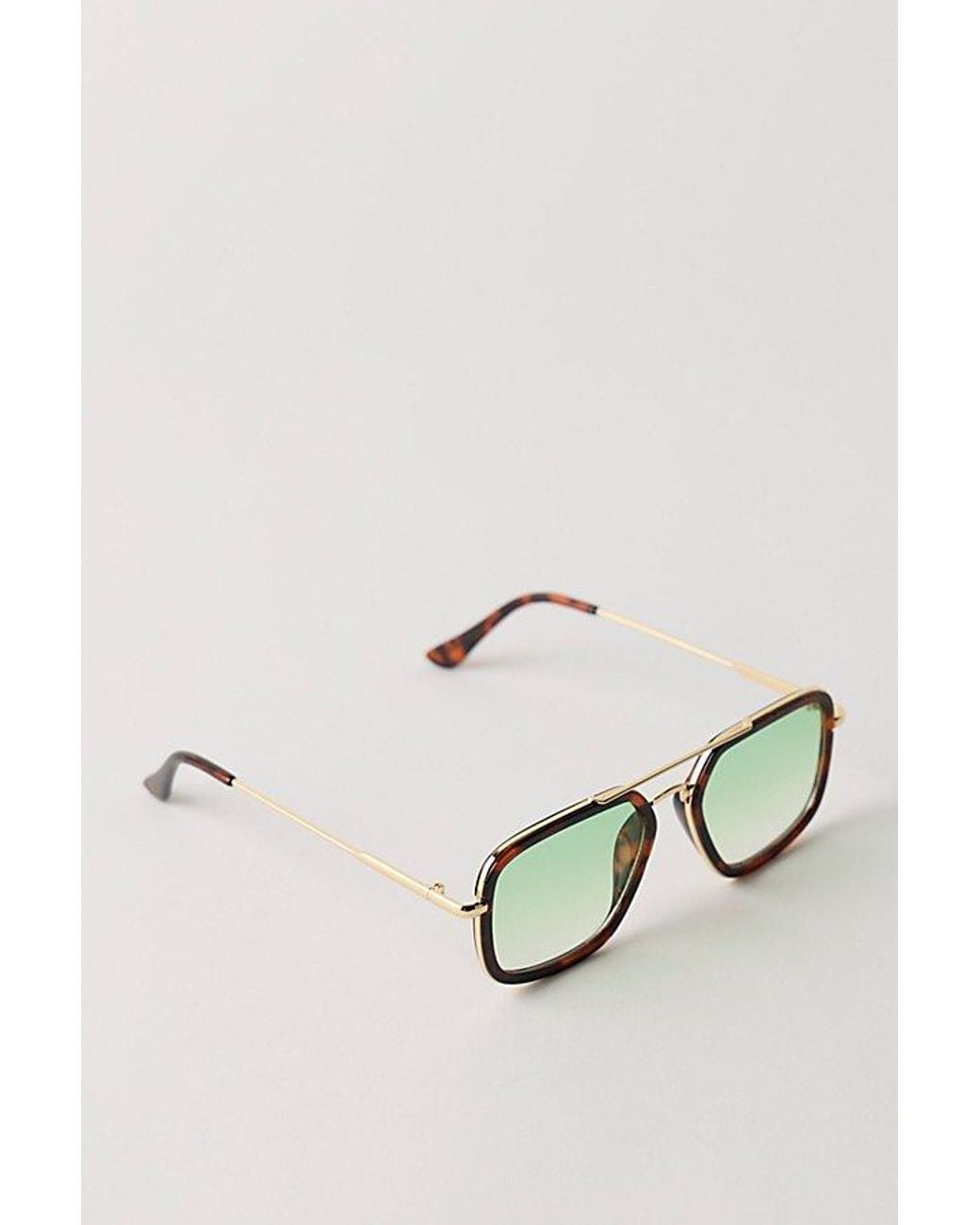 Free People Green Luna Classic Tinted Aviator Sunglasses