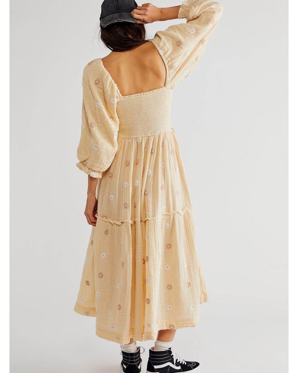 Free People Dahlia Embroidered Maxi Dress in Natural | Lyst