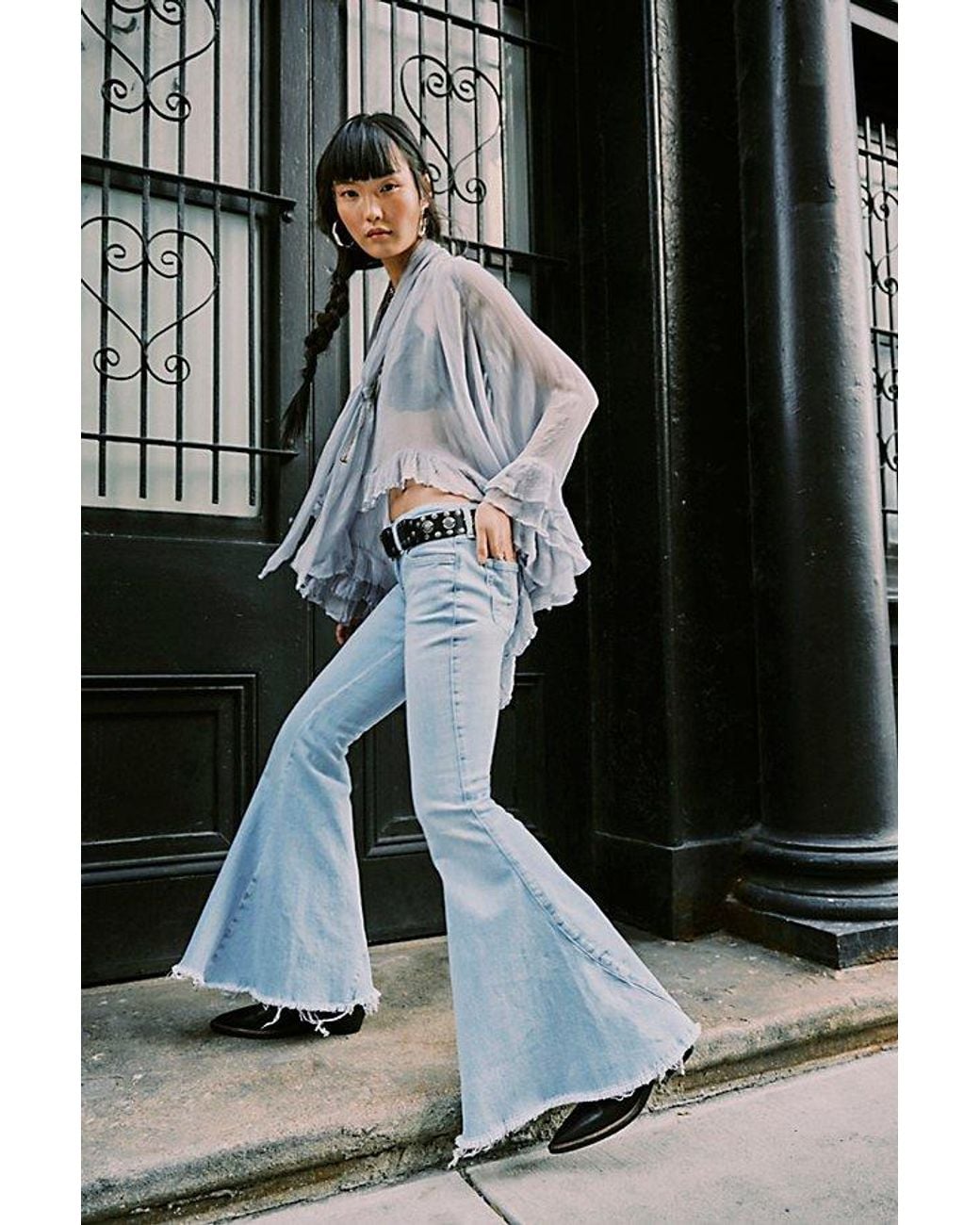 Free People Blue Emre Low-Rise Flare Jeans