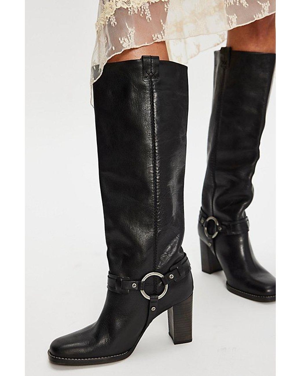 Free People Heidi Harness Tall Boots in Black | Lyst