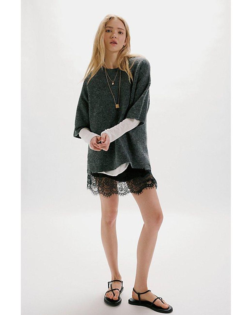 Free People Gray Margot Softspun Sweater Tee