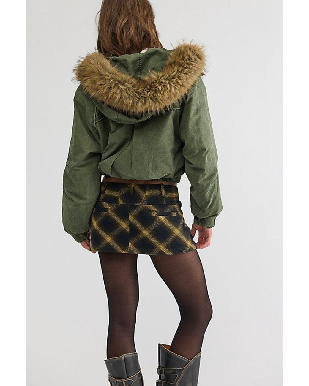 Free People Natural Mille Fleur Pixie Plaid Mini Skirt