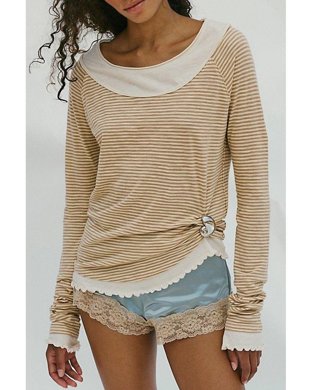 Free People Multicolor Two's A Charm Stripe Long Sleeve Top