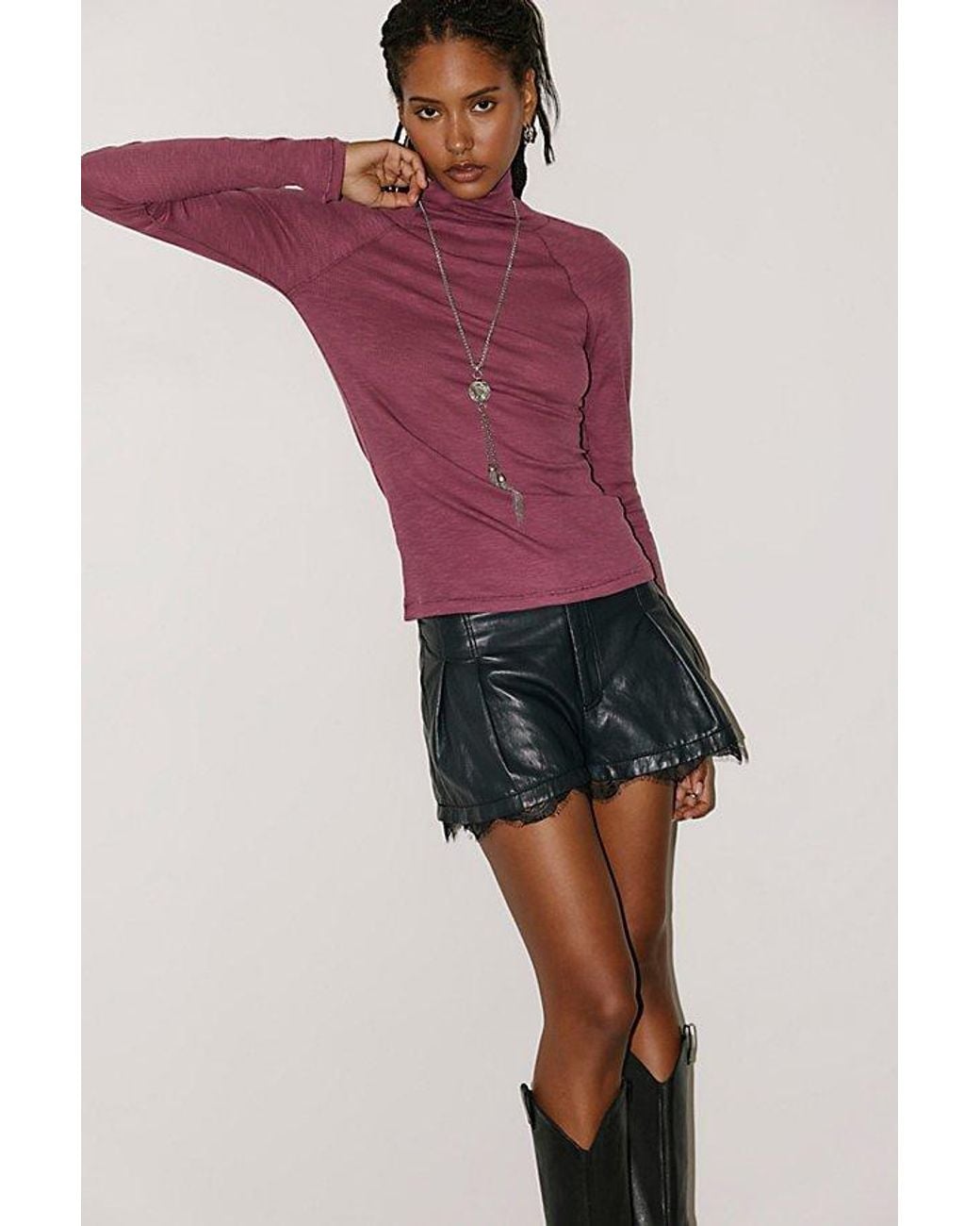 Intimately By Free People Pink Keeping It Light Ribbed Turtleneck Top By