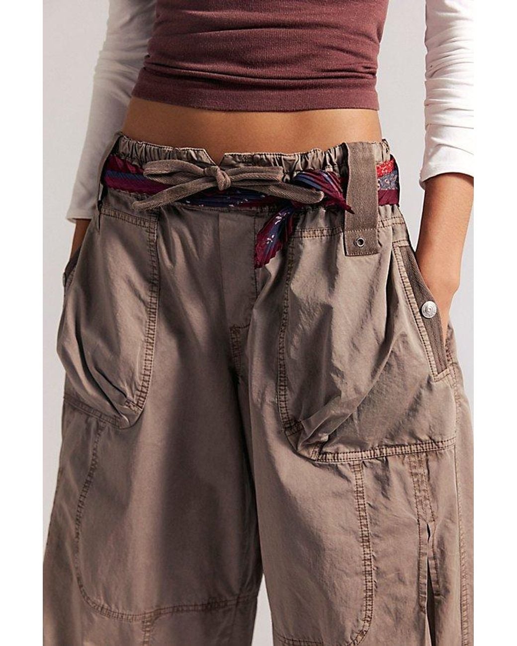 Free People Brown Pleated Printed Skinny Bandana