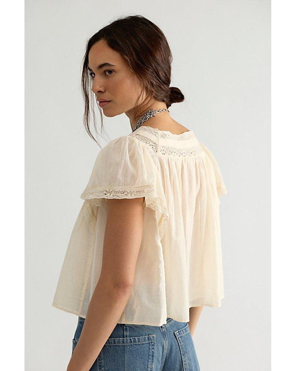 Free People Natural Monica Square Neck Button Down Top