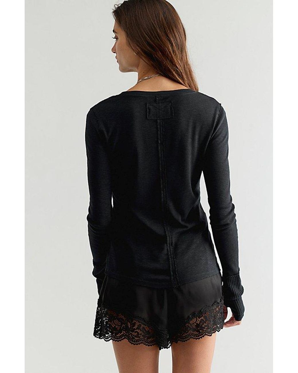Free People Black Tinsley Long Sleeve Top