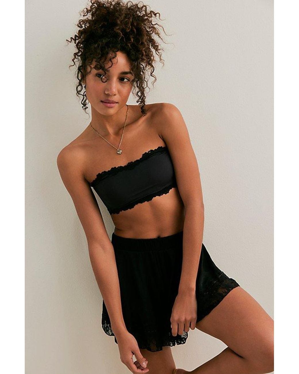 Intimately By Free People Black Charlie Lace Microfiber Bandeau By