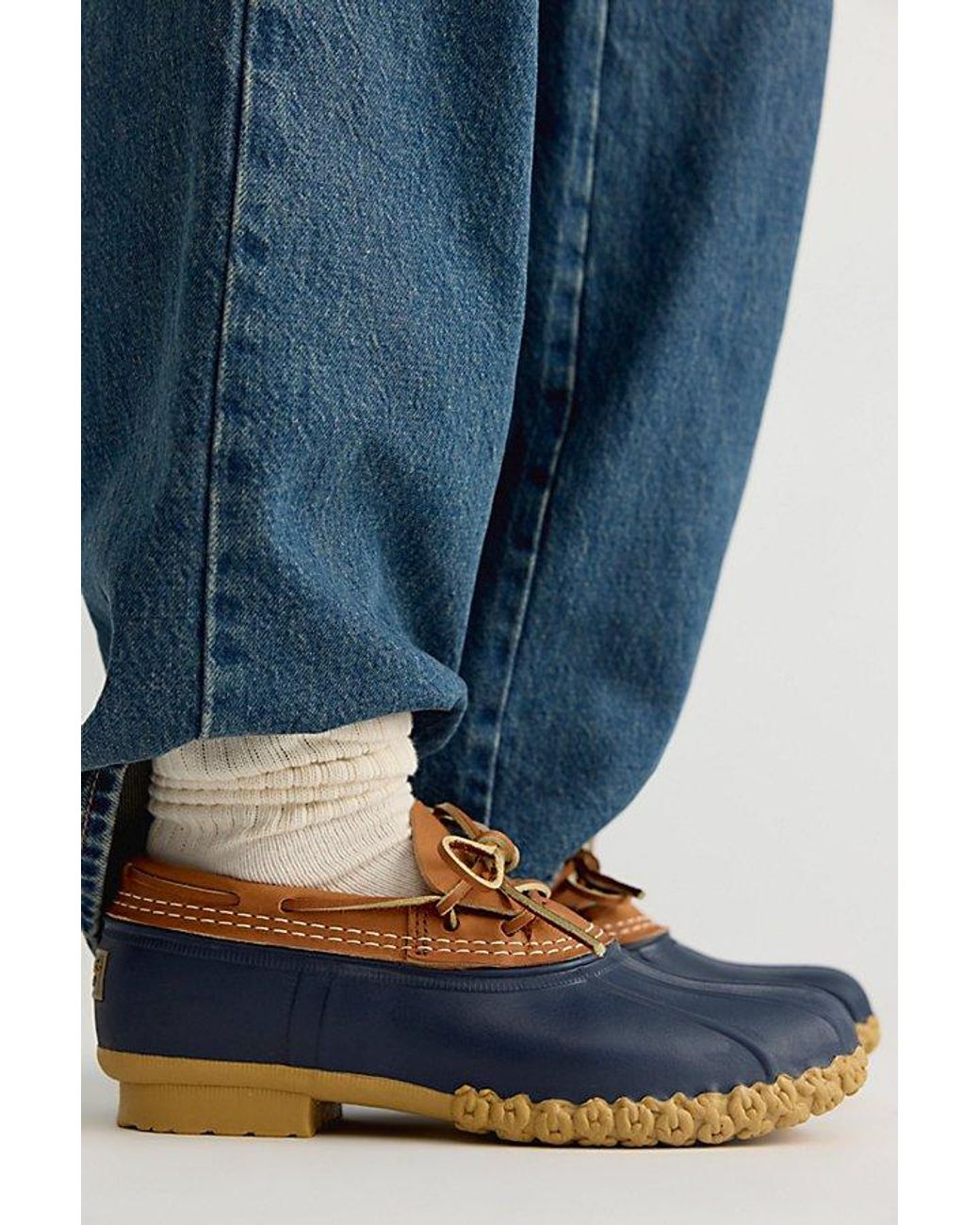 L.L. Bean White L. L.Bean Boots, Leather Rubber Mocs Shoe