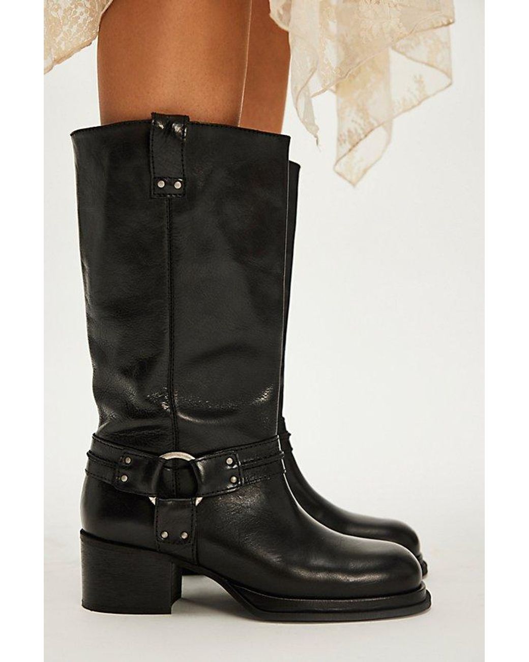 Free People Anok Harness Moto Boots in Black | Lyst