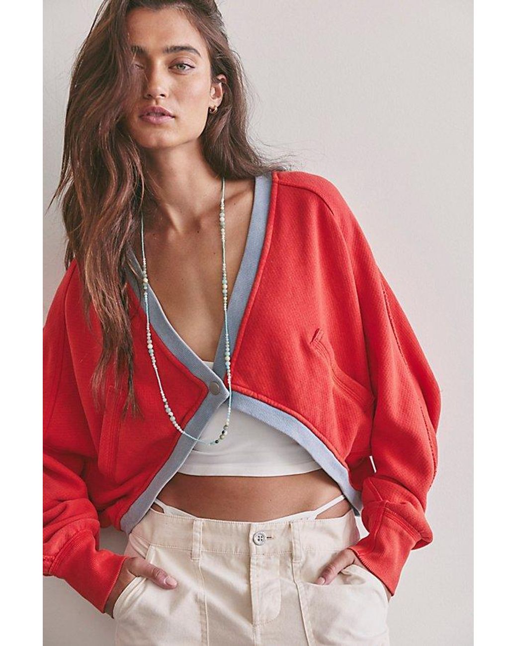 Free People Red Charm Bolero Cardi